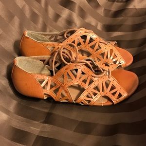 Tan Cut Out Tie Flats